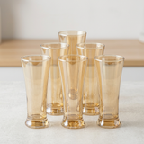 Amber Glass Beer and Mocktail Glasses Set of 6
