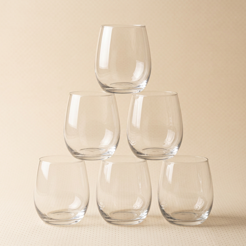 Classic Stemless Glass Tumblers Set of 6