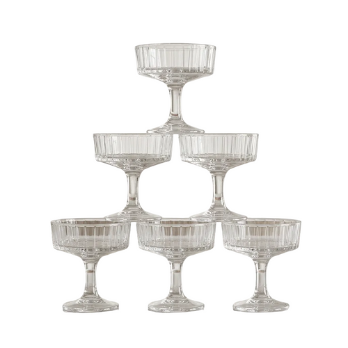 Luxury Ribbed Champagne Coupe Glasses Set of 6
