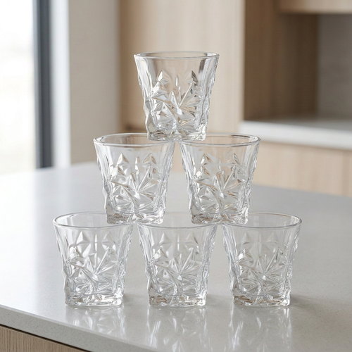 Diamond Cut Crystal Whiskey Glasses Set of 6