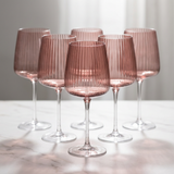 Aria Ribbed Blush Wine Glasses Set of 6