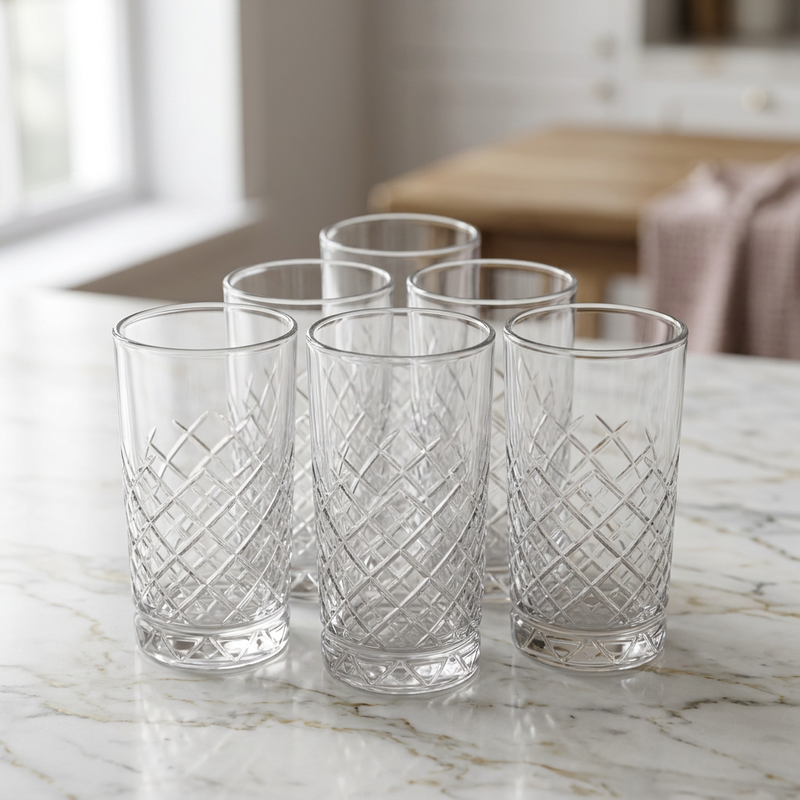 Sovereign Diamond Cut Highball Glasses Set of 6