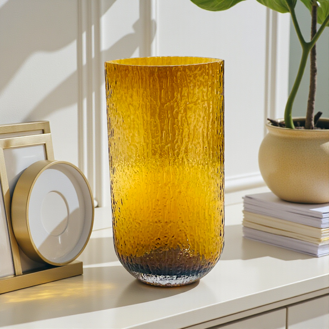 Designer Textured Glass Vase Perfect for Floral Arrangements