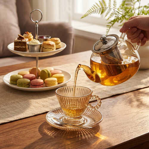 Royal Design Glass Cup and Saucer Set of 6