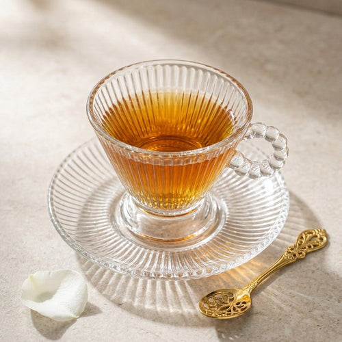Royal Design Glass Cup and Saucer Set of 6