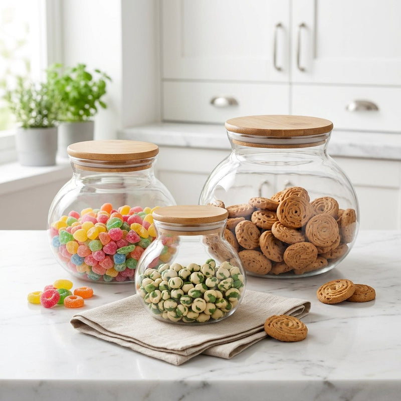 Sphere Organic 3-Piece Glass Canister Set