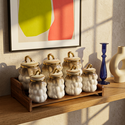 Modern Bubble Texture Ceramic Spice Container Set