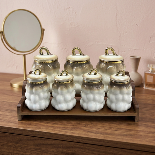 Modern Bubble Texture Ceramic Spice Container Set