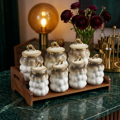 Modern Bubble Texture Ceramic Spice Container Set