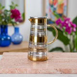 Gold Banded Glass Pitcher with Lid