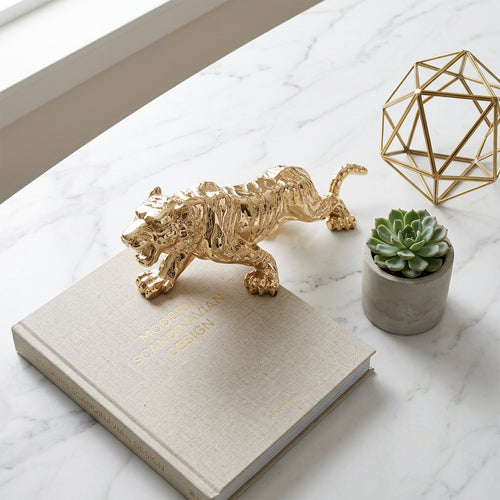 Imperial Roaring Tiger Gold Sculpture