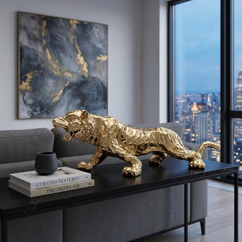 Imperial Roaring Tiger Gold Sculpture