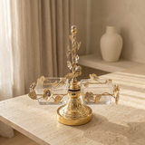 2-Bowl Gold Floral Vine Crystal Serving Caddy