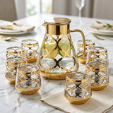Elegant Golden Lattice Glass Water Set of 7