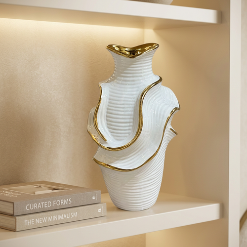 Metallic Gold Edge Centerpiece Vase