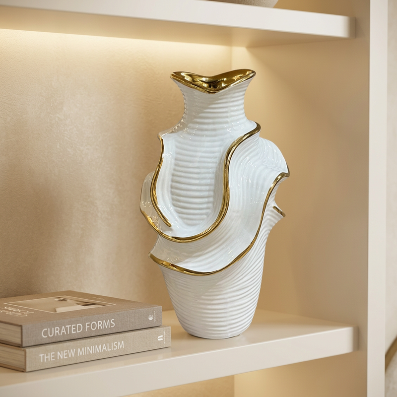Metallic Gold Edge Centerpiece Vase