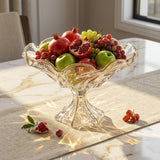 Elegant Gold Bordered Ruffled Glass Bowl