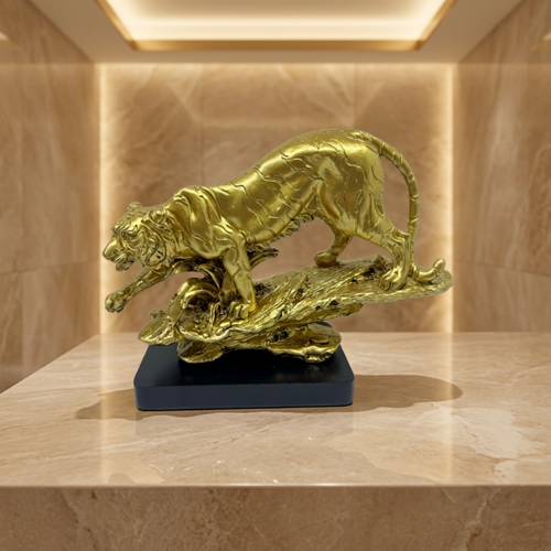 Artisan Golden Prowling Tiger Sculpture