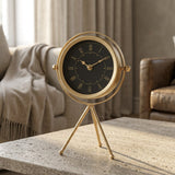 Aethel Modern Gold Metal Tripod Table Clock