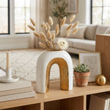 Elegant Arch Vase White and Gold