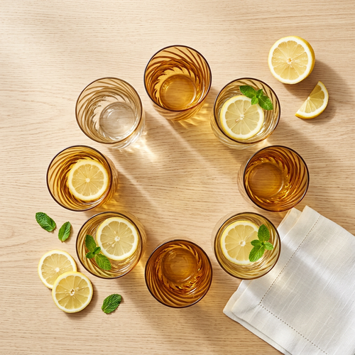 Honey Amber Swirl Crystal Glasses Set of 6 (350 ML)
