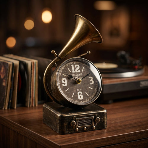 Retro Vintage Gramophone Table Clock