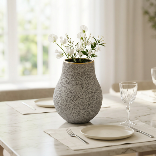 Minimalist Volcanic Finish Bulbous Vase