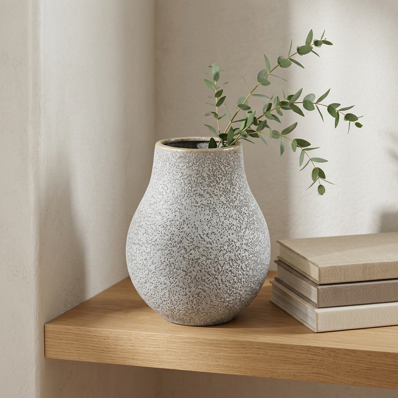 Minimalist Volcanic Finish Bulbous Vase