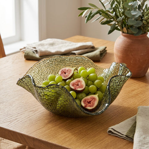 Elegant Aura Textured Glass Wave Bowl