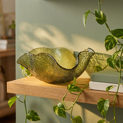 Elegant Aura Textured Glass Wave Bowl