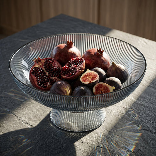 Smoky Tinted Pedestal Glass Fruit Bowl 10 Inch