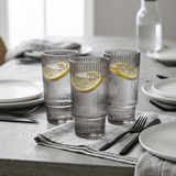 Modern Smoked Grey Water & Beverage Glasses Set of 3