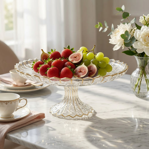 Elegant Gold-Edge Crystal Serving Platter