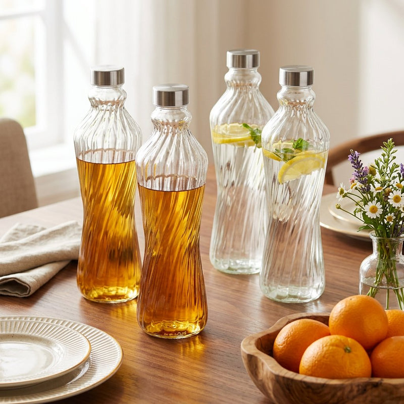 1L Spiral Textured Hourglass Glass Bottle