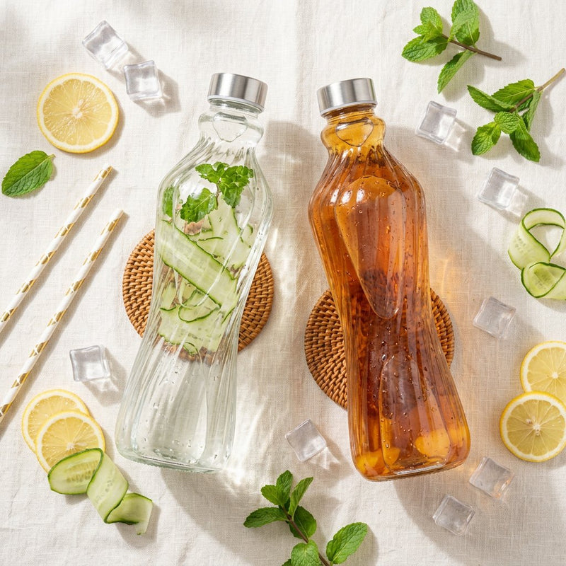 1L Spiral Textured Hourglass Glass Bottle