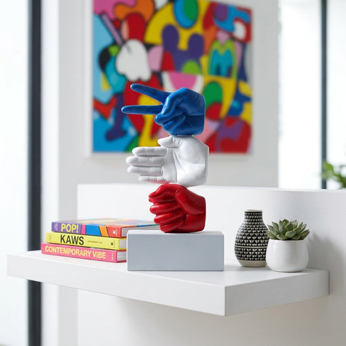 Retro Rock-Paper-Scissors Desk Statue