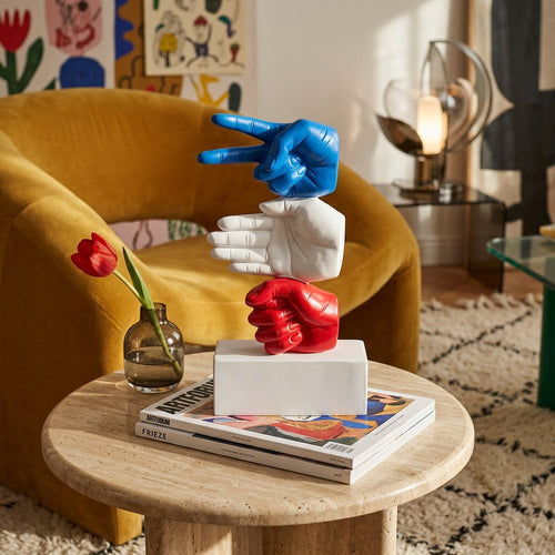 Retro Rock-Paper-Scissors Desk Statue