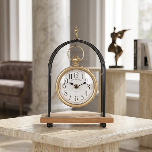 London Vintage Pocket Watch Style Arch Mantle Clock