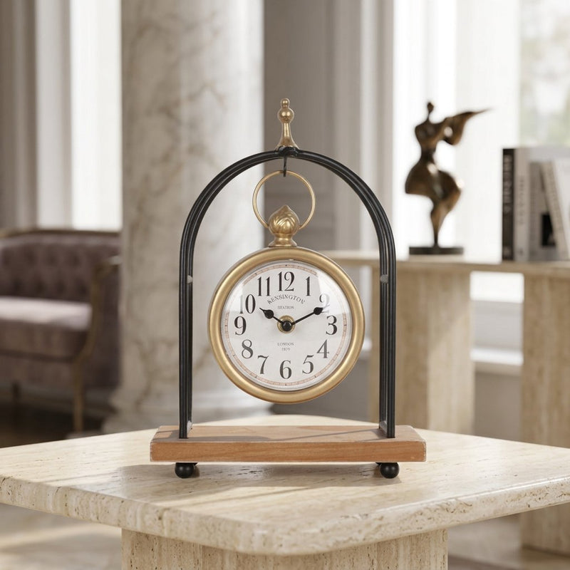 London Vintage Pocket Watch Style Arch Mantle Clock