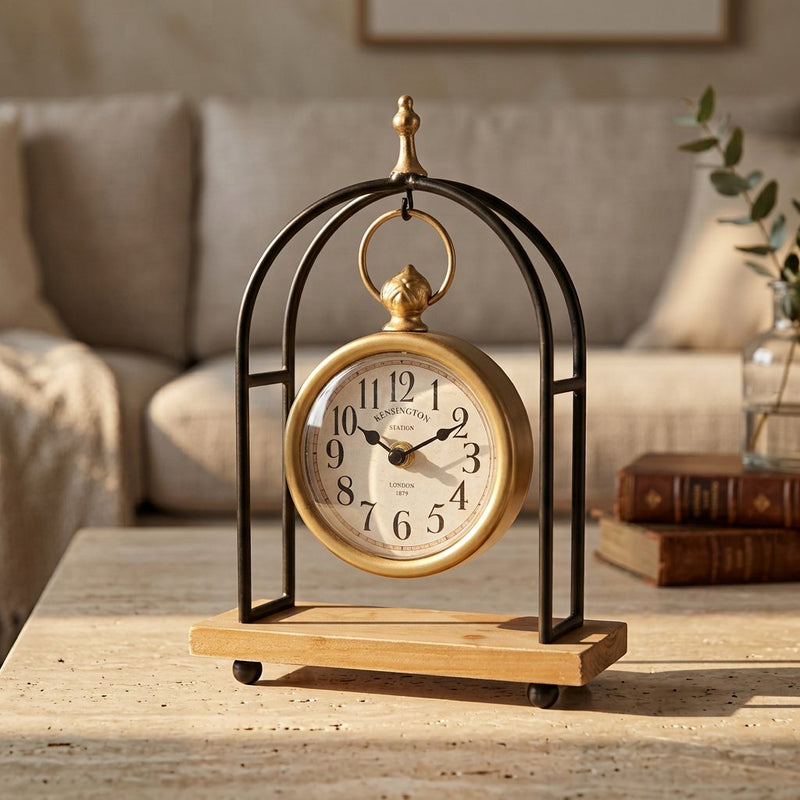 London Vintage Pocket Watch Style Arch Mantle Clock