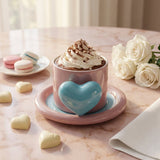 3D Heart Ceramic Cup & Chubby Saucer Set