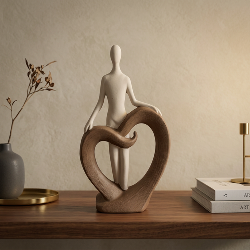 Heart's Embrace Abstract Dual-Tone Figurine