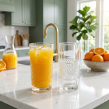 Elegant Textured Tall Glasses for Long Drinks & Water 6 Piece