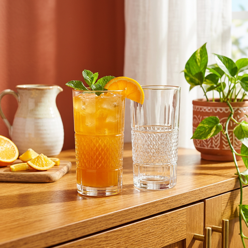 Elegant Textured Tall Glasses for Long Drinks & Water 6 Piece