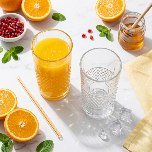 Elegant Textured Tall Glasses for Long Drinks & Water 6 Piece
