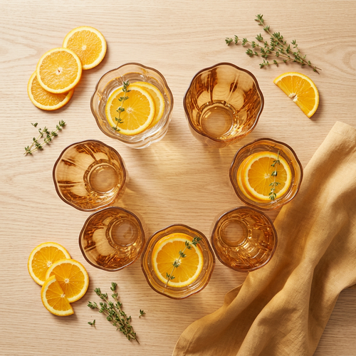 Amber Gold Crystal Glasses Set of 6 (350 ML)