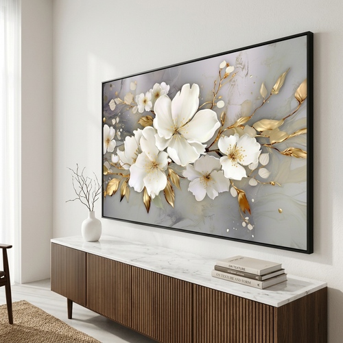 Gilded Blossom Symphony Canvas Art