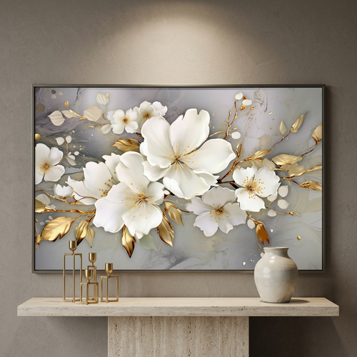 Gilded Blossom Symphony Canvas Art