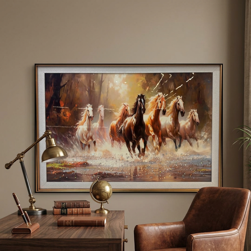 7 Running Horses Canvas Wall Art Painting