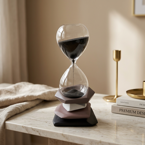Modern Hex Base Glass Hourglass Decorative Timer